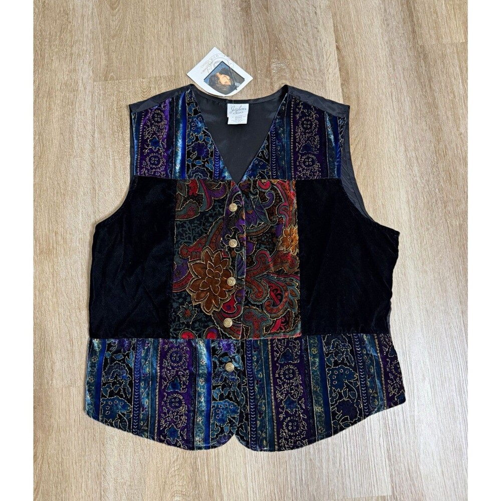 Jaclyn Smith NWT Velvet Patchwork 90s Whimsical Phoebe Buffay Boho Large